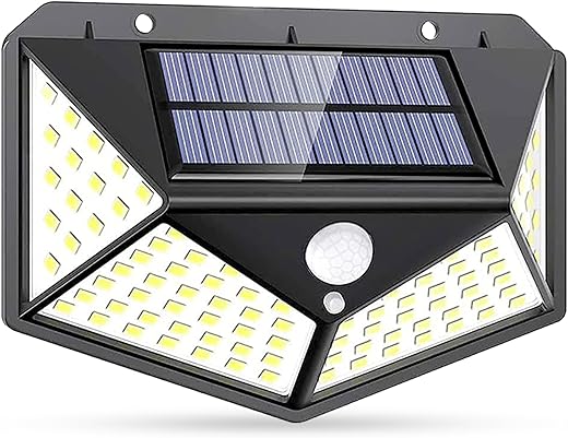 GLUN® Solar Rechargable Light Outdoor 100 LEDs Solar Motion Sensor Light with Solar Panel and 3 Modes with IP65 Protection, Waterproof and Dustproof with Wide Angle Lighting (1)