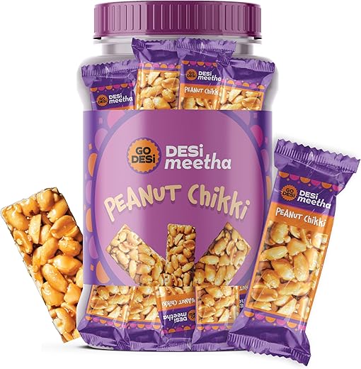 Go Desi Peanut Chikki Bar | No Added Preservatives and Colours | Gajak | Sweets | Gazak | 50 pieces