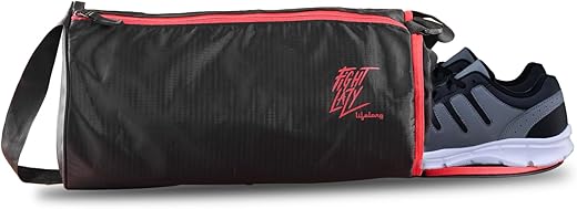 Lifelong 30 L Duffle Bag | Gym Bags for Men & Women | Adjustable Shoulder Bag | Duffle Gym Bag | Water Resistant | Sports & Travel Bag with Shoe Compartment & Side Pocket (Black)