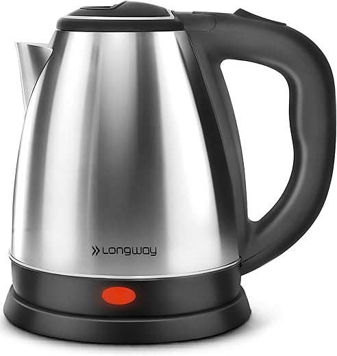 Longway Kestro 1.5 Ltr Electric Kettle with Stainless Steel Body for Boiling, Making Tea, Coffee, Soup, Etc (1500 W, Silver)