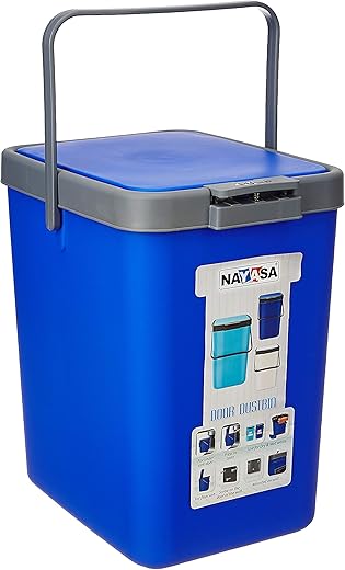 Nayasa Plastic Door Dustbin Small 14 Ltrs. - Mono Blue, Press-Top