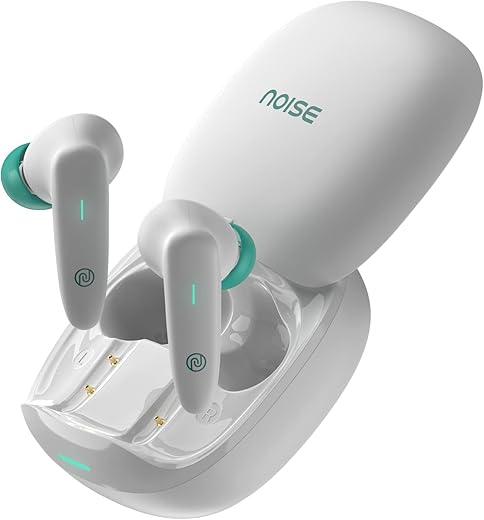 Noise Buds VS402 in-Ear Truly Wireless Earbuds with 50H of Playtime, Low Latency, Quad Mic with ENC, Instacharge(10 min=120 min),10mm Driver, BT v5.3, Breathing LED Lights (Neon White)
