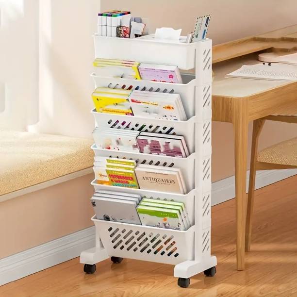 Pinkwhale 6 Compartments Plastic 6XL Textbook File Organizer Shelf Suitable For Home School Office  (White)