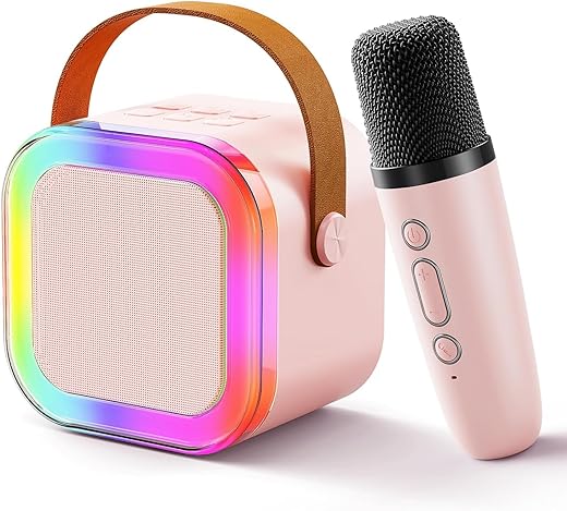 Storio Rechargeable Wireless Mini Portable Bluetooth Karaoke Machine | Bluetooth Speaker with Microphone & LED Lights - Kids Music Singing Toys for Girl Boy Birthday Gift Ideas