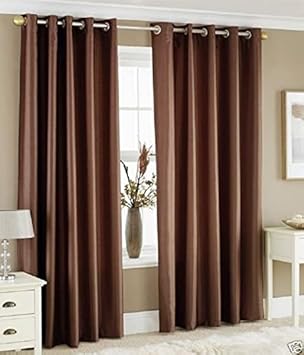 The Decor Hub Faux Texture Plain Curtains for Door with Eyelets | Room Darkening Curtains for Living Room | Brown Curtains 7 Feet Pack of 1 Panel