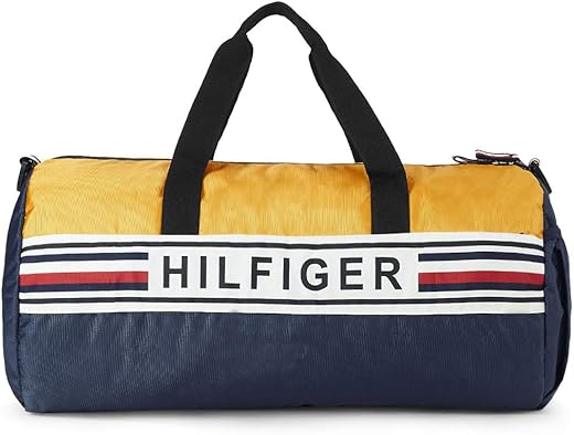 Tommy Hilfiger Polyester 53 cms Navy + Yellow Gym Shoulder Bag (TH/KENDALL0814)