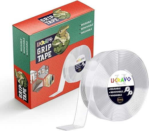 UCRAVO Double Sided Tape Heavy Duty - Multipurpose Removable Traceless Mounting Adhesive Tape for Walls，Washable Reusable Strong Sticky Strips Grip Tape