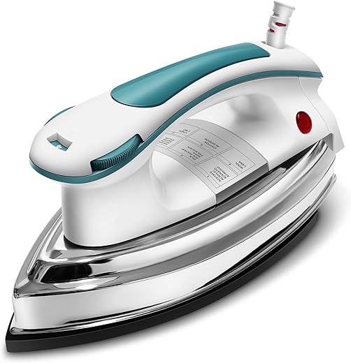 Wipro Elato GD203 1200 Watt Heavyweight Dry Iron, Quick Heat Up, Anti Bacterial German Weilburger Dual Coated Soleplate,5 Modes, Dry Iron Press,Wrinkle Free Clothes in One Shot, 2 Year Warranty,Blue