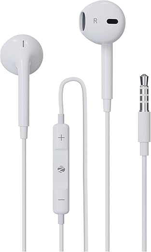 ZEBRONICS Buds 30 3.5mm Stereo Wired in Ear Earphones with Mic for Calling, Volume Control, Multifunction Button, 14mm Drivers, Stylish Eartip,1.2 Meter Durable Cable and Lightweight Design(White)