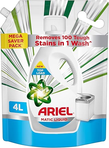 Ariel Liquid Detergent Top Load - 4L | Removes 7 day dried-in Stains in 1 wash inside Washing Machine | Now at Price of Powders | Amazing Fragrance | Protects Colours | Dissolves Faster