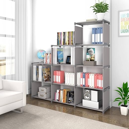 BEMITH Book Self – 9 Layer Portable Book Shelf, Kids Books Racks for Home Plastic, Bookshelf for Home, Book Shelves, Book Stand, Book Organizer, Book Rack for Study Room/Library (Grey)