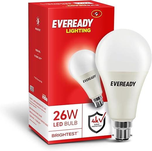 Eveready 26W Hammer Led Bulb | 65K Lumen | 4KV Surge Protection | B22d 90Lm/W | Pack of 1