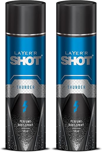 Layer'r Shot Thunder Men’s Body Spray - 2 x 120ml Each | Long Lasting Luxury Perfume For Men | Infused with Confidence & Attractiveness | Perfect For Every Occasion | Ideal Gift For Him