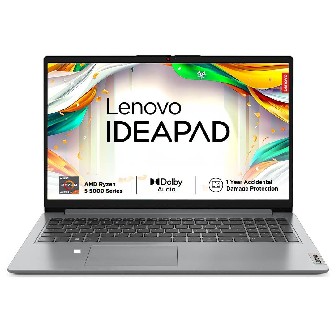 Lenovo IdeaPad Slim 1 AMD Ryzen 5 5500U 15.6" HD Thin and Light Laptop (16GB/512GB SSD/Integrated AMD Graphics/Windows 11 Home/MSO 21/1Yr ADP Free/Cloud Grey/1.61Kg), 82R400ERIN