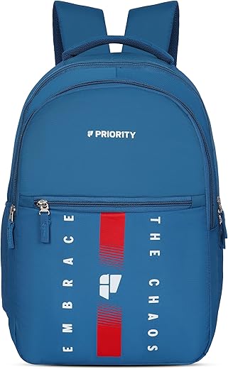 Priority 18 Inch PU College Backpack For Boys & Girls | Office Backpack For Men & Women | Casual Backpack For Unisex (Large | Airport Blue)