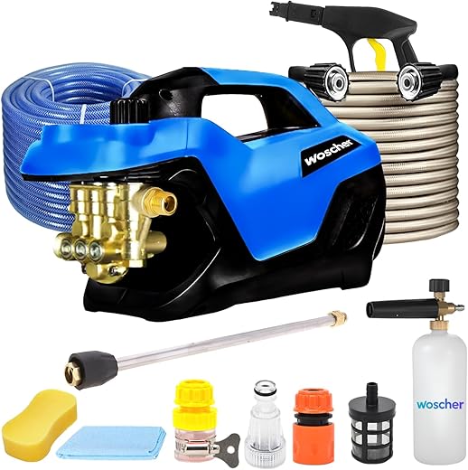 Woscher 969 High Pressure Washer 100% Copper Motor 240 Bars, 2400 Watts,10L/ Min Water Flow Rate, 8 Metres Outlet Hose, Portable for Car, Bike and Washer Pump for Home Use Cleaning|18 Months Warranty