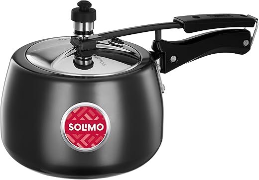 Amazon Brand - Solimo Hard Anodised Pressure Cooker with Stainless Steel Lid