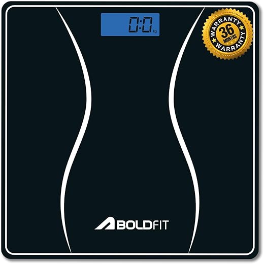 Boldfit Weight Machine for Body Weight Weighing Machine Digital Bathroom Scale for Human Body Weight Measurement Extra Thick Weighing Scale for Large LCD Display 36 Months Warranty -Magnum, Black