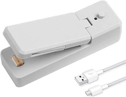 NIRDAMBHAY Rechargable Mini Bag Sealer, Portable Sealing Bags Machine, 2 in 1 Heat Seal and Cutter Mini Food Sealer Handheld Heat Food Vacuum Sealer Machine For Plastic Bags Food Storag (pack Of 1)