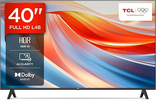TCL 101 cm (40 inches) Metallic Bezel-Less Full HD Smart Android LED TV 40L4B (Black)
