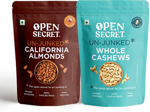 OPEN SECRET Raw Badaami Badam California Almonds & Kaju Whole Cashews Assorted Nuts  (2 x 500 g)