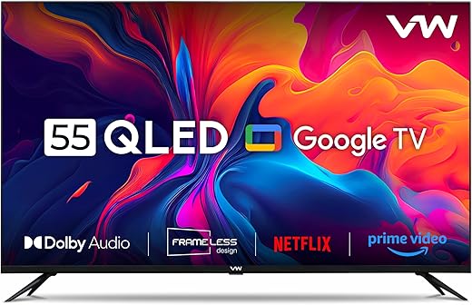 VW 140 cm (55 inches) Pro Series 4K Ultra HD Smart QLED Google TV VW55GQ1 (Black)