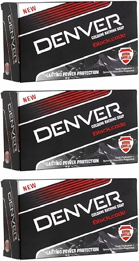 DENVER Black Code Bathing Soap -125GM Each (Pack Of 3) | Fragrance Soap Specially for Men