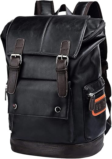 FUR JADEN Vegan Leather Anti Theft Casual Laptop Backpack with 15.6 Inch Laptop Pocket