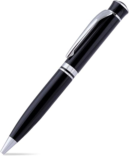 amazon basics Ballpoint Pen with Case for Office, Home and Gifting (Black Body, Blue Ink)