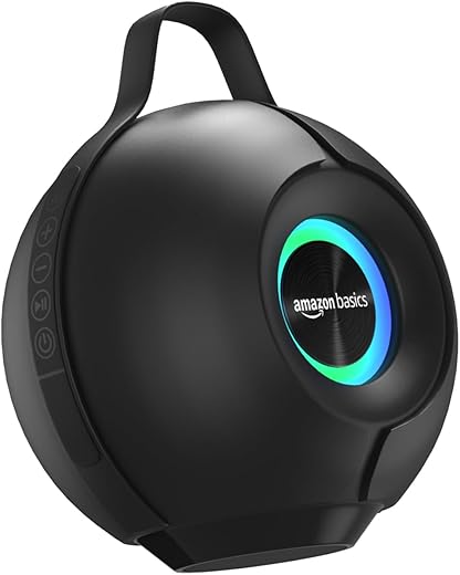 AmazonBasics BT10L 10W RMS Bluetooth Speaker with 2000 mAh Battery | Up to 10 hrs of Playback | RGB | Bluetooth 5.1 and Micro SD Card Connectivity | Type-C Charging (Black)