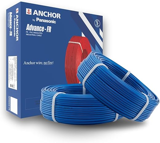 Anchor by Panasonic 1 mm Advance FR Electric Wire, 90 Meter PVC Insulated 1 Core Pure Copper Wire, Anti Rodent Anti Termite Flexible Wire, Fire Retardant Wire (Blue, 27390BU-02)