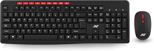 ANT WK200 Nano Wireless Keyboard and Mouse Combo, 2.4 GHz Wireless, Spill-Resistant Design, 9 Multimedia Keys, Upto1600 DPI High Precision, Advanced Optical Sensor for PC Laptops Windows Mac_Black