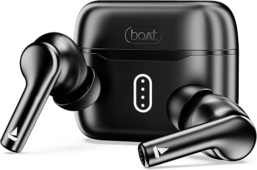 boAt Airdopes 141 Pro Buds, 13mm Drivers, Metallic Finish, 60HRS Battery, 4Mics ENx, Fast Charge, IPX5, v5.3 Bluetooth TWS in Ear Earbuds Wireless Earphones with mic (Obsidian Black)