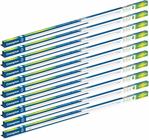 Crompton Laser Ray Smile 20W LED Batten |4 feet Slim Batten for Living Room & Bedroom | Energy Efficient Tubelight for Home | BIS Approved | Cool Day Light (6500K) (Pack of 10)