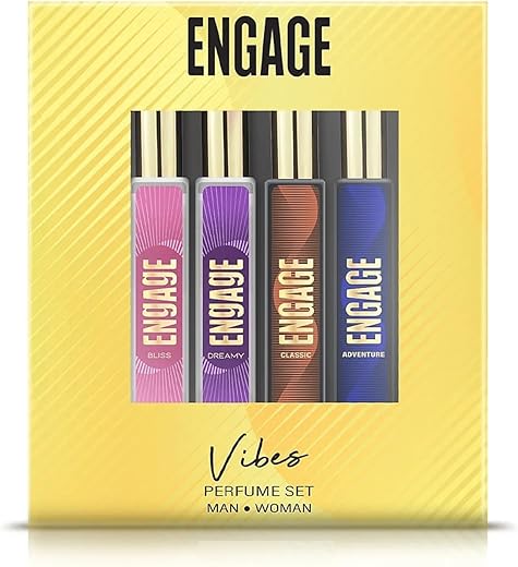 Engage Vibes Perfume Spray Set for Men & Women, Travel Sized, Assorted Pack, Long Lasting, Ideal Valentine Gift, Birthday Gift, 25mlX4