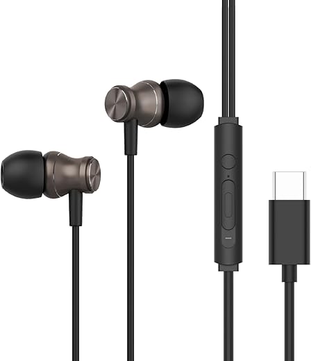 HAMMER Nova in Ear C Type Earphones Wired with Mic,13mm Driver, in-line Control, Metallic Built, Powerful Bass, Comfortable & Lightweight (Black)