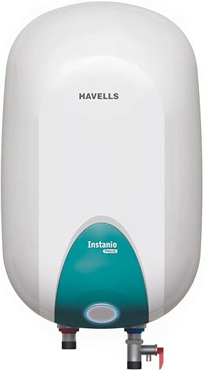 Havells Instanio Prime 15 Litre Storage Water Heater (Geyser) | Temp. Sensing Color Changing LED Indicator | Glass Coated Anti Rust Tank | Warranty: 5 Year on Tank | High Rise Compatible (White Blue)