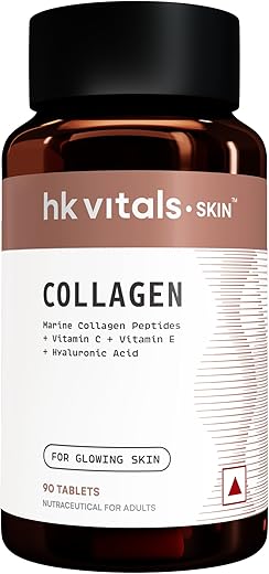 HealthKart hk vitals Collagen Tablets (90 Tablets) | 3000mg | Marine Collagen Peptides | Vitamin C, E, Biotin with Hydrolyzed Peptides