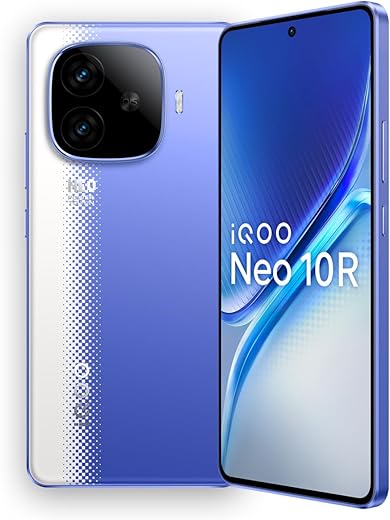 iQOO Neo 10R 5G (Raging Blue, 8GB RAM, 128GB Storage) | Snapdragon 8s Gen 3 Processor | India's Slimmest 6400mAh Battery Smartphone | Segment's Most Stable 90FPS for 5 Hours