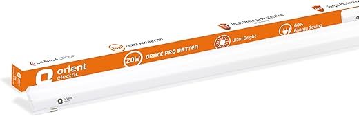 Orient Electric Grace Pro 20W LED Batten| 2000 lumens Bright Light Output| LED tubelight for Home| Sleek & Stylish Design| Non-breakable Polycarbonate housing | Pack of 1