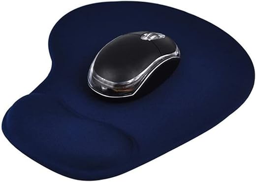 Sounce Mouse Pad, Ergonomic Mouse Pad with Comfortable Gel Wrist Rest Support and Lycra Cloth, Non-Slip PU Base for Easy Typing Pain Relief, Durable and Washable, Classic (Blue)