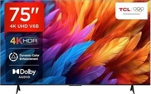 TCL 189 cm (75 inches) Metallic Bezel-Less Series 4K Ultra HD Smart LED Google TV 75V6B (Black)