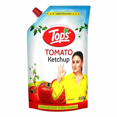 TOPS Tomato Ketchup Spout -850 gm Spout | Made with the goodness of juicy hand-picked tomatoes| No Added Colour & Flavour
