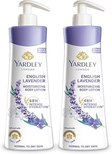 Yardley London English Lavender Moisturizing Body Lotion, Germ Shield, 400ml [350ml +50ml Free] (Pack of 2)