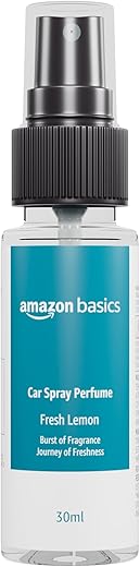 Amazon Basics Car Spray Perfume (Fresh Lemon) | Long Lasting Fragrance | Odor Neutralization | Liquid Formula (30ml)