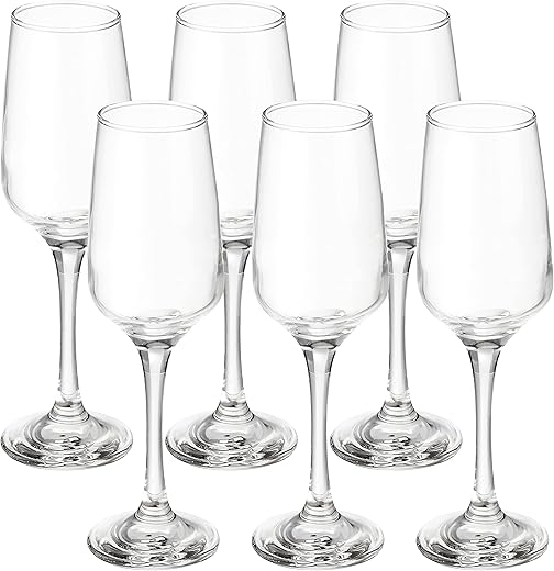 Amazon Brand - Solimo Champagne Glass Set, 220ml, Set of 6, Transparent
