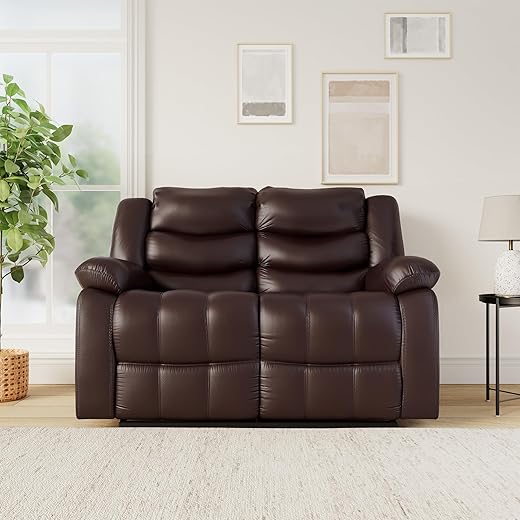 Amazon Brand - Solimo Delphi 2 Seater Leatherette Recliner (Brown)