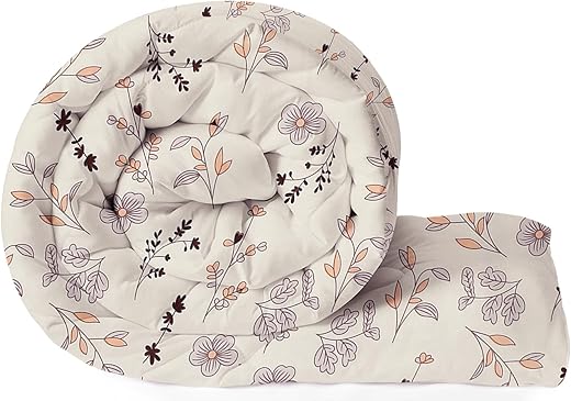 BSB HOME 220 GSM Reversible Microfiber AC Comforter/Duvets for Mild Winter | All Season King Size 3 Layered Quilted Blanket for Double Bed (220 cm x 240 cm, Floral, White Brown)