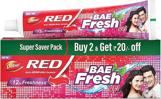 Dabur Red Bae Fresh Gel - 300gm (150gm*2) | Fights Bad Breath, Cavity Germs and Plaque | 12hr Freshness | Activ Germ-Kill formula