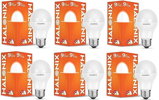 Halonix Astron Plus Base E27 9-Watt LED Bulb (Pack of 6, Warm White)